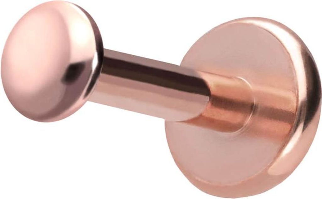 Ohrpiercing, Nasenpiercing Titan Labret mit Push Fit DISC RoséGold Stablänge: 9mm | Stabstärke: 1,2mm | Discgröße: 2,5mm