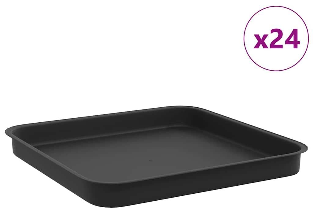 vidaXL Quadratisches Blumentablett 24 pcs Schwarz 25,5 x 25,5 x 2,5 cm