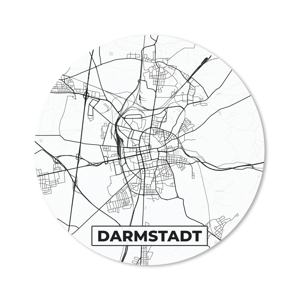 MuchoWow Mauspad Mousepad Karte - Darmstadt - Karte - Stadtplan 30x30 cm - Mousepads - Maus Mat - Pad - Mausunterlage - Tischunterlage - Schreibt...