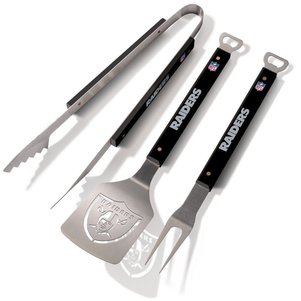 NFL Las Vegas Raiders Grillbesteck 3teilig Set Spirit Barbecue BBQ Grillzange