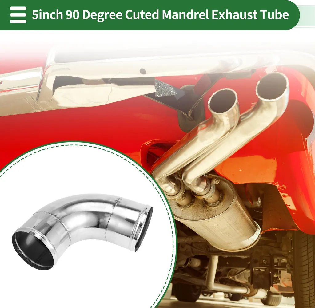Coude Échappement 90 Degrés 5" Inox T304 avec Bord Roulé pour Auto DIY