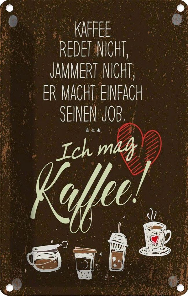 vianmo Blechschild 18x12 cm ich mag Kaffee Herz Spruch Zitat