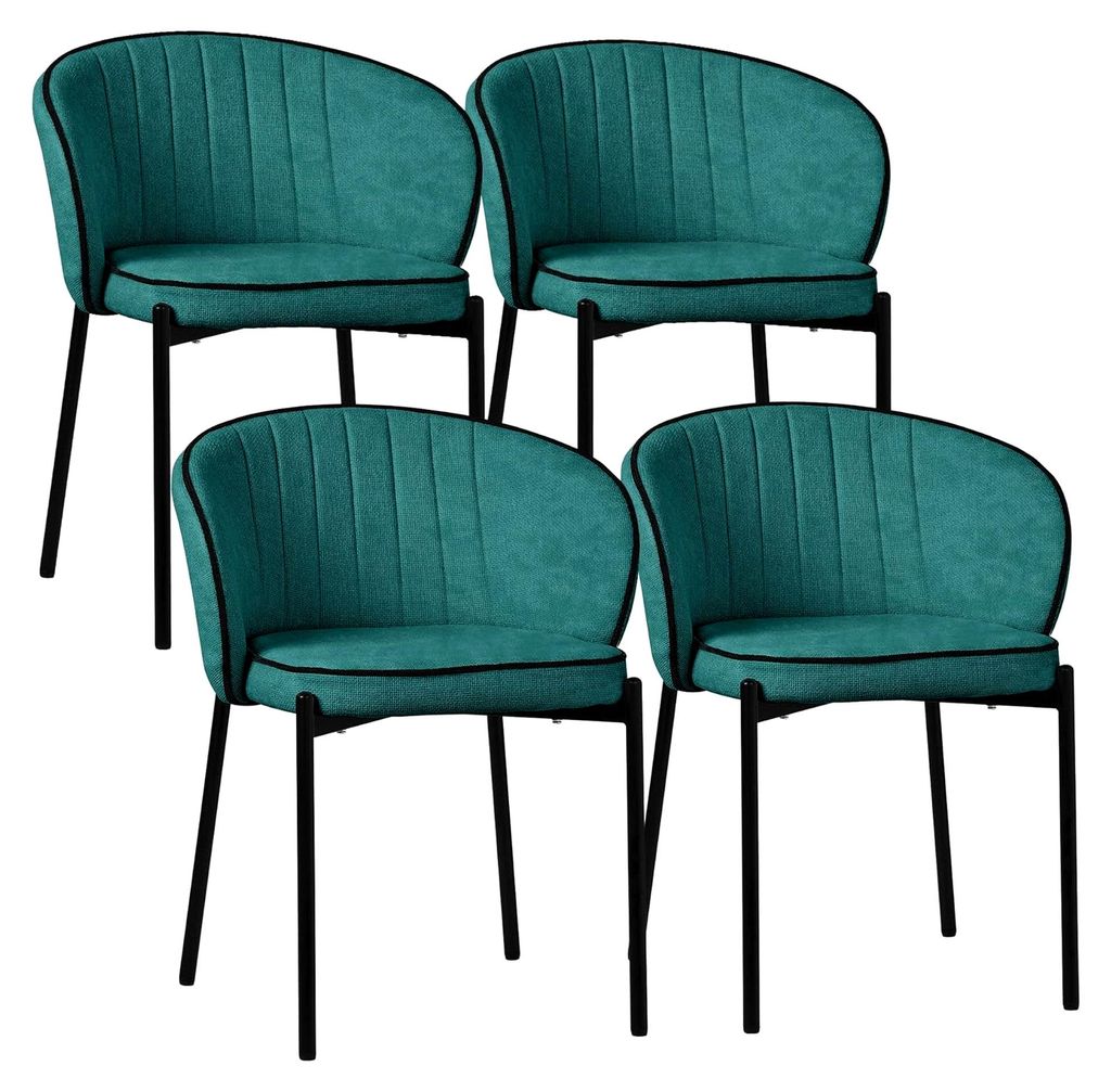 Esszimmerstühle 4er Set Petrol, Küchenstühle mit Stoffbezug und Metallbeinen, Wohnzimmerstuhl mit Rückenlehne, Polsterstühle für Esszimmer un...