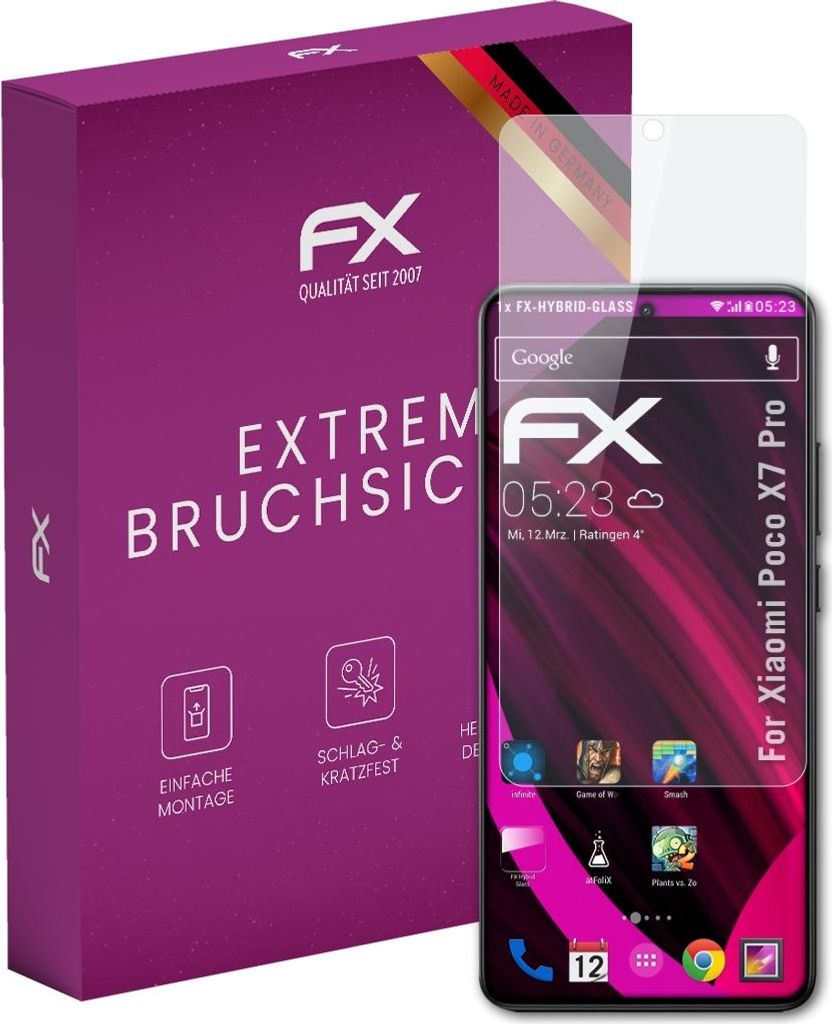atFoliX FX-Hybrid-Glass Displayfolie kompatibel mit Xiaomi Poco X7 Pro Glasfolie