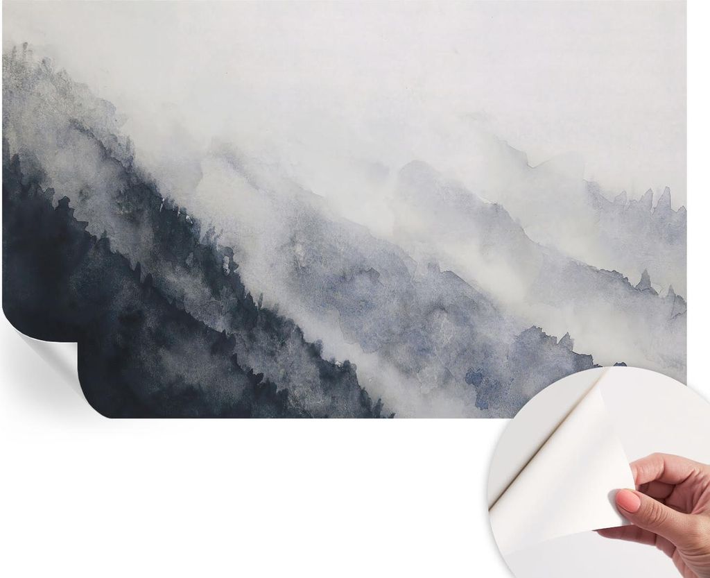 Selbstklebende Wandtapete - Dekorative Tapete für Wohnzimmer - Klebefolie für Wandbilder - Tapetenfolie für Wanddekoration - 416x254 - Bergnebel