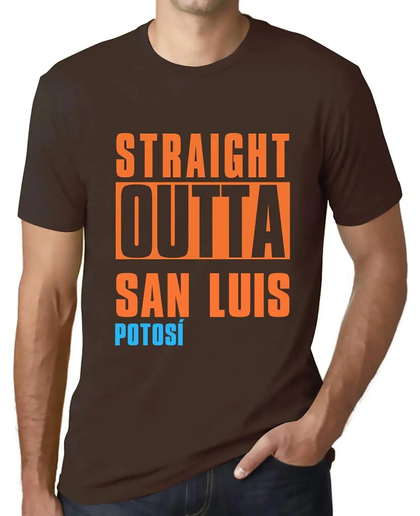 Herren Grafik T-Shirt Straight Outta San Luis Potosí Öko-Verantwortlich Vintage Jahrgang Kurzarm Lustige Druck Geburtstag Geschenk Mann