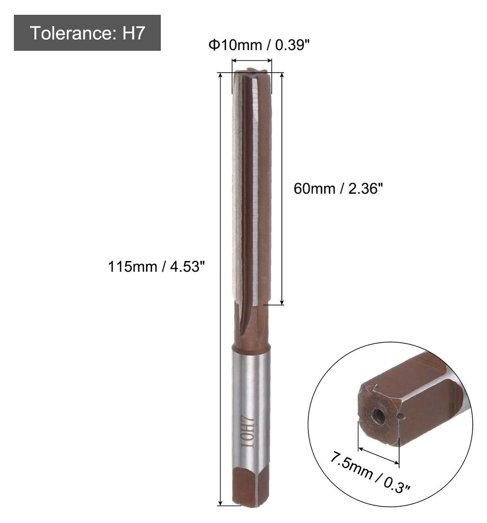 Handreibahle 10mm H7 Metrische Reibahle Bohrer fš¹r Metall Holz Loch Reiben, gerade Nuten 9SiCr Legierter Stahl Schneidwerkzeug