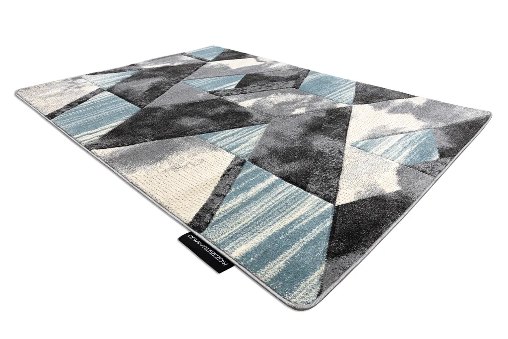 Tapis Bleu à Motifs Triangles 120x170 cm - Qualité ALTER Wet Durable