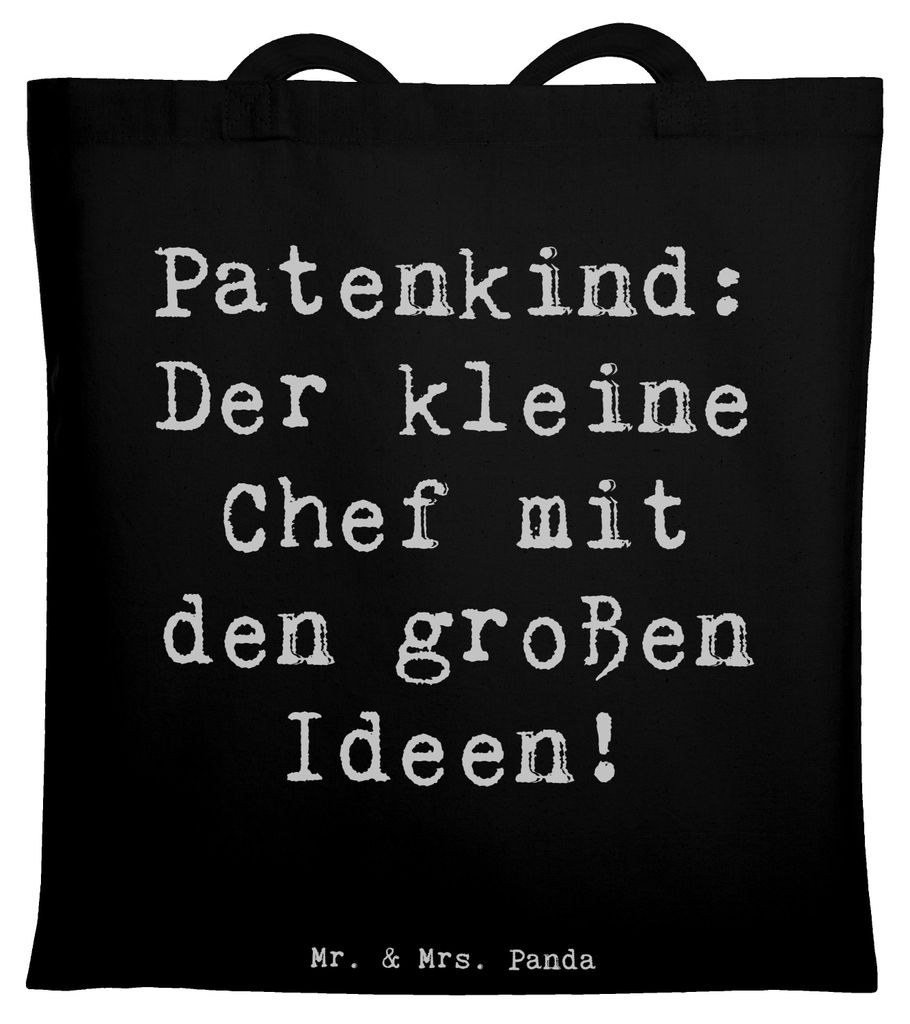 Mr. & Mrs. Panda Shopping Tasche Spruch Patenkind Chef - Schwarz - Geschenk, Familie, Jutetasche, Tote Bag, Stoffbeutel, Liebe, Fürsorge, persönl...