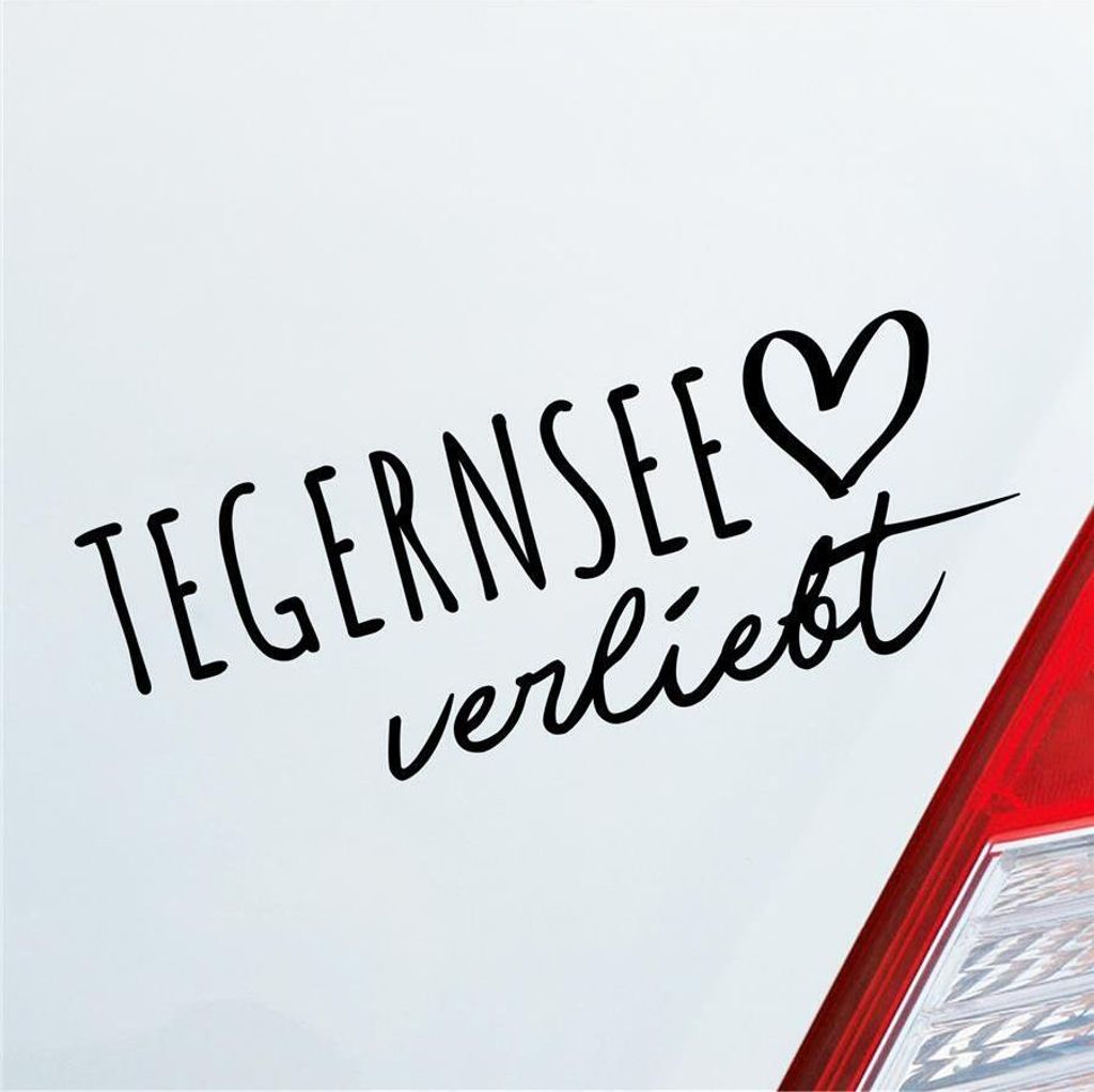 Auto Aufkleber Tegernsee verliebt Herz See Sea Liebe Car 19x7 cm Schwarz Glanz Sticker Heckscheibenaufkleber