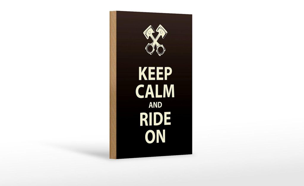 Holzschild Spruch 12x18cm Keep calm and ride on Produktbild 