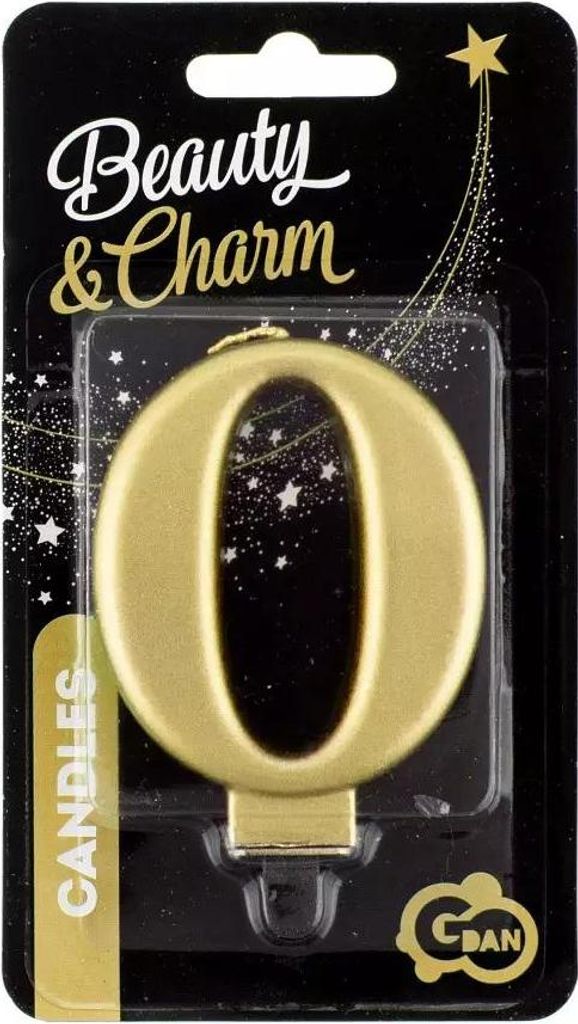 Kerze Zahl 0 ZERO Metallic GOLD 8cm