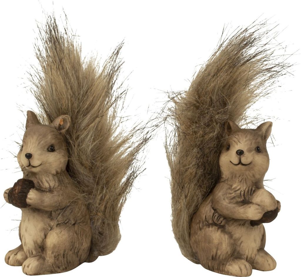 6 Stück Eichhörnchen Figuren mit flaschigem Schwanz 10 cm Dekofigur