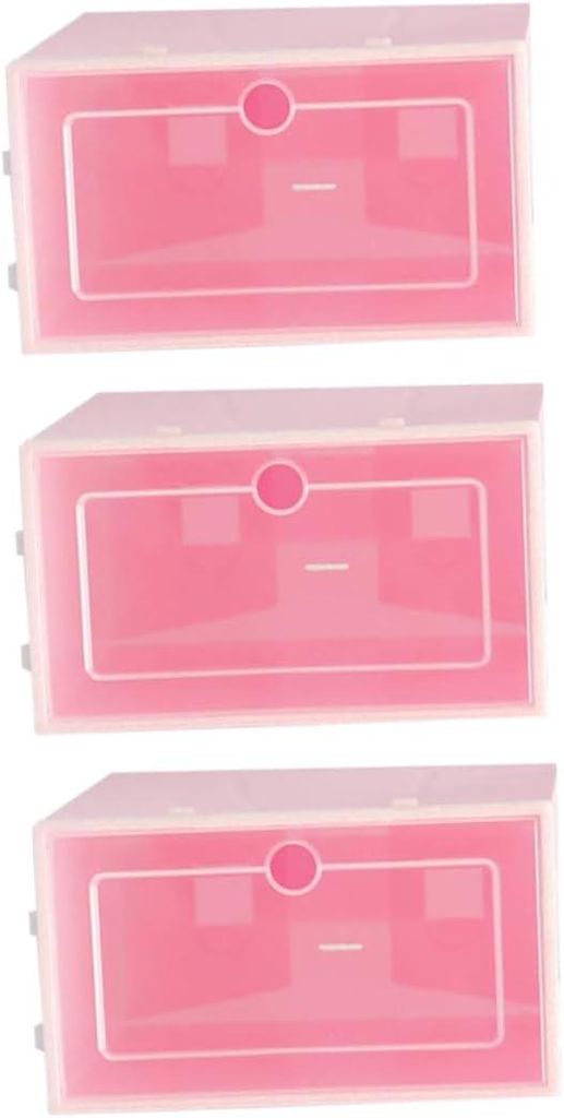 6 stapelbare, transparente Schuhboxen aus dickem Kunststoff, rosa, Aufbewahrungsorganizer für Sneaker