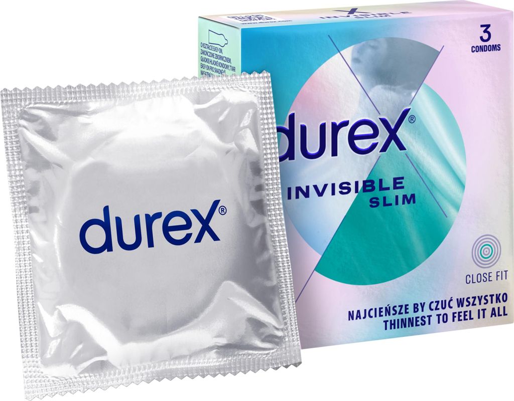 Durex Invisible, Männliches Kondom, weich, Transparent, Produktbild 