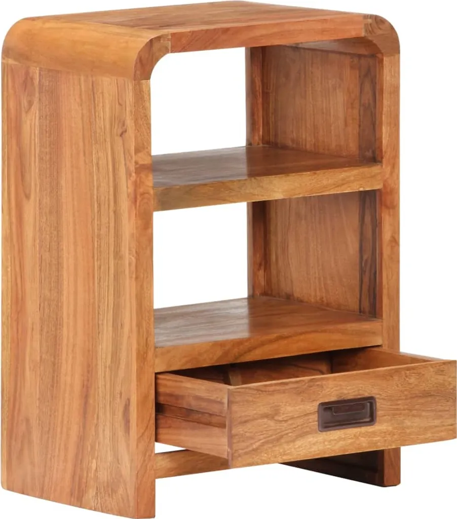 Table de nuit robuste en bois massif finition miel chaud 40x30x60 cm