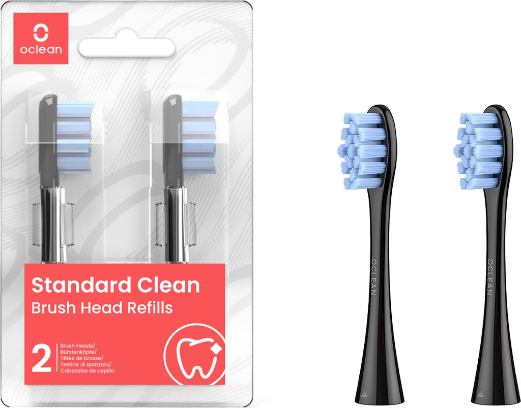 Oclean Clean Brush Head B02 Electric Toothbrush Heads with DuPont Bristles - Black 2 Pack