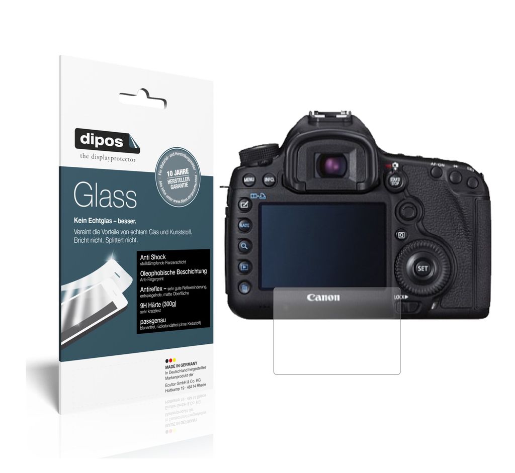 1x Schutzfolie für Canon EOS 5D Mark III matt - Anti-Shock 9H Folie dipos Glass Kunststoffglas