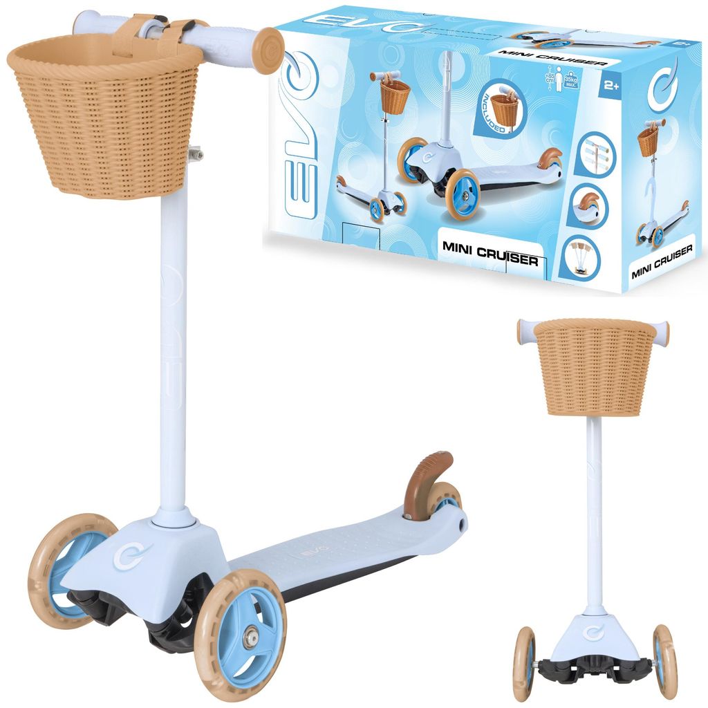 EVO Adjustable Tricycle Kinderroller mit Korb Mini Cruiser mit Korb Blau