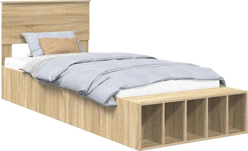 Letto Salvaspazio vidaXL Rovere Sonoma 90x190 cm con Mensola