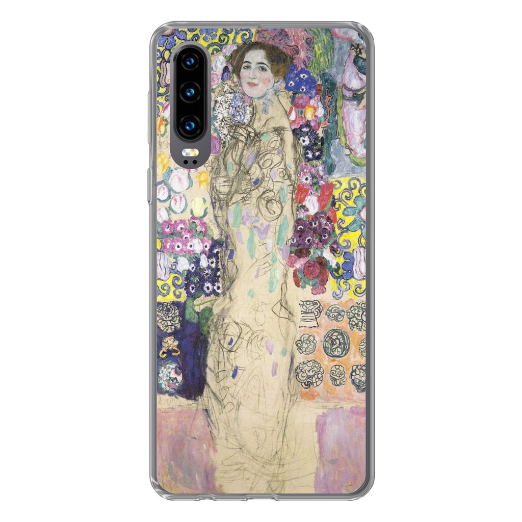 MuchoWow Handyhülle Schutzhülle Hülle für Huawei P30 Bildnis der Ria Munk III - Gustav Klimt Silikon Softcase Handy Hülle - Kartenbesitzer