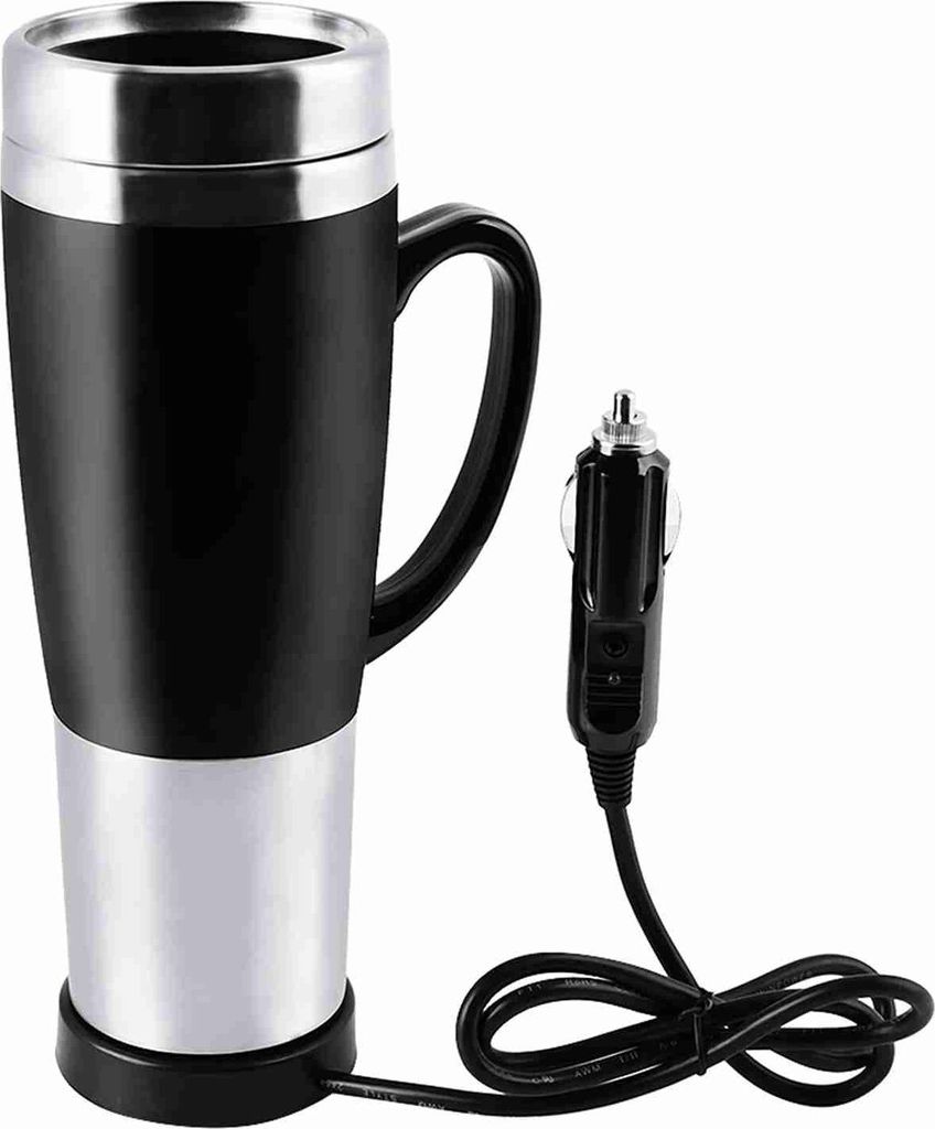12V Elektrisches Wasser Isolierte Autotasse Reise Heiztasse Wasserkocher für heißen Kaffee Milch Tee(Schwarz)