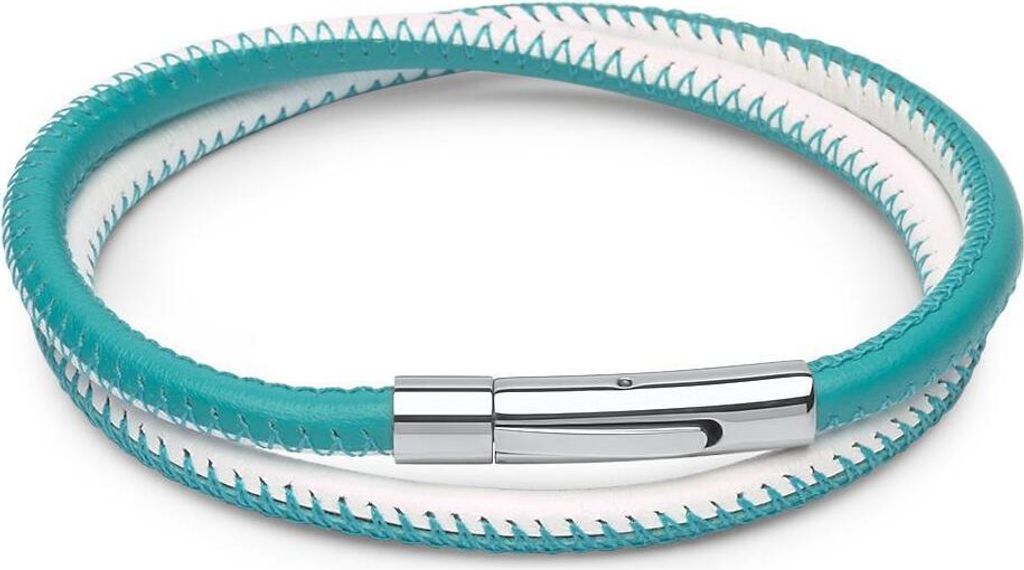 Exklusives Lederarmband für Frauen weiß türkis LB0449