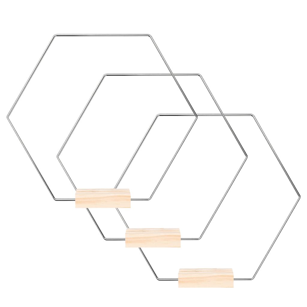1 Set Metall Blumener Ring Rostfeste Korrosionsbeständigkeit weit verbreiteter Kranz Makrame Girlande Making Tool Party Supplies-Silbernes Sechseck