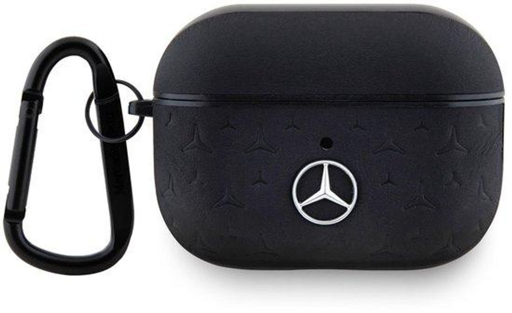 Mercedes-Benz Airpods Pro 2 Case - Genuine Leather - Stars Pattern - Black
