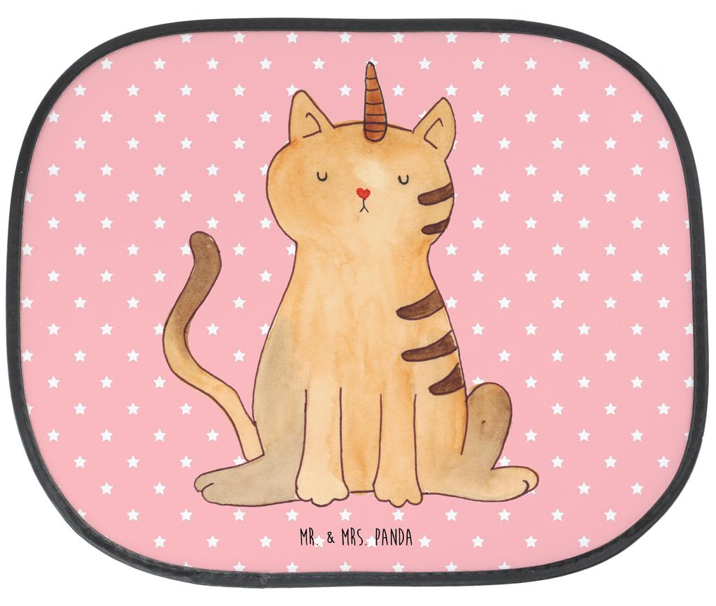 Mr. & Mrs. Panda Autoscheiben Sonnenschutz Einhorn Katze - Rot Pastell - Geschenk, Regenbogen, Glitzer, Auto, Sonnenblende, Seitenscheibe, Mieze, F...