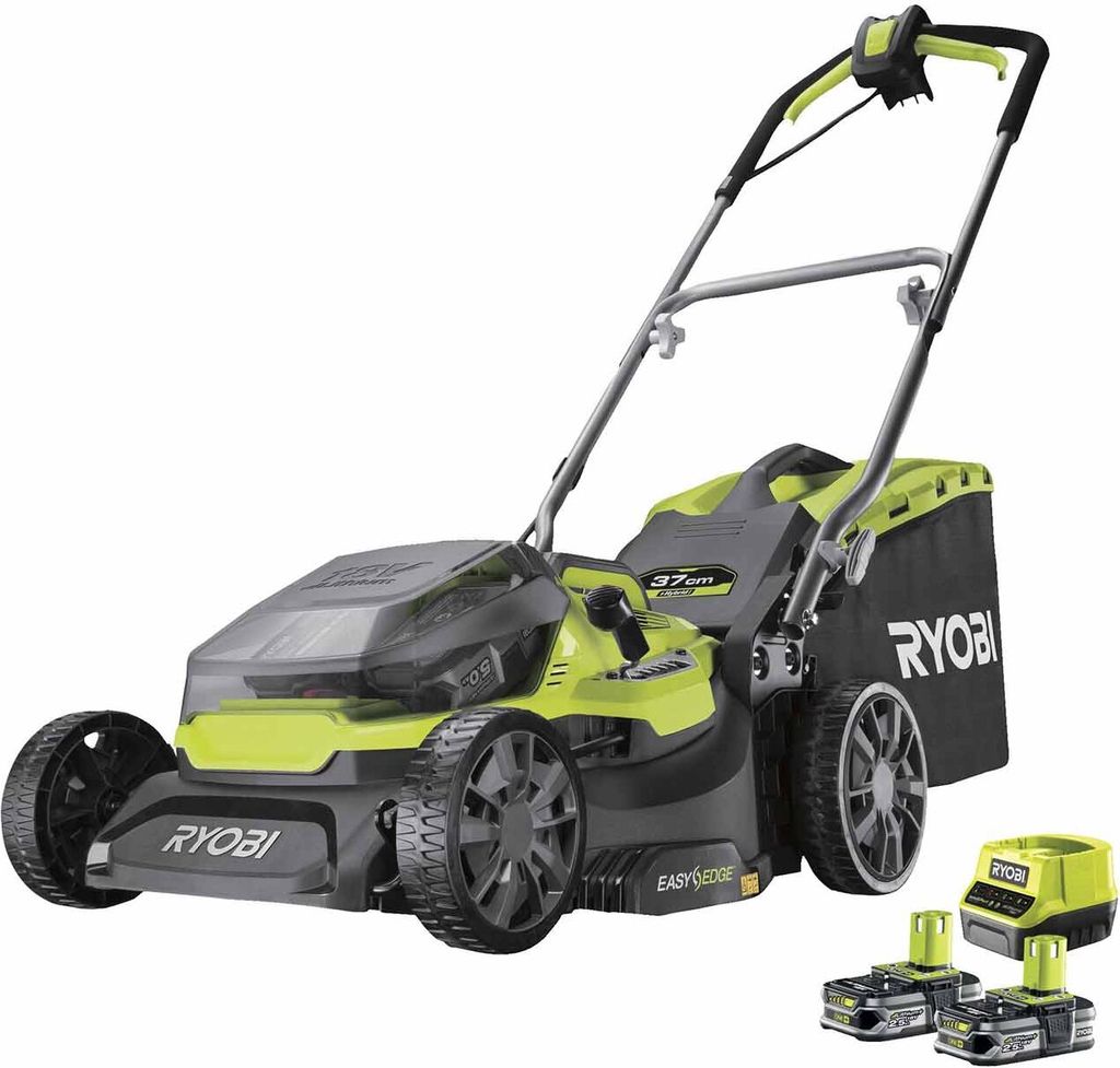 RYOBI Hybrid-Rasenmäher RY18LMH37A-225 18V 2,5Ah, Akku-Rasenmäher, Akku-Mulcher, 37 cm Schnittbreite