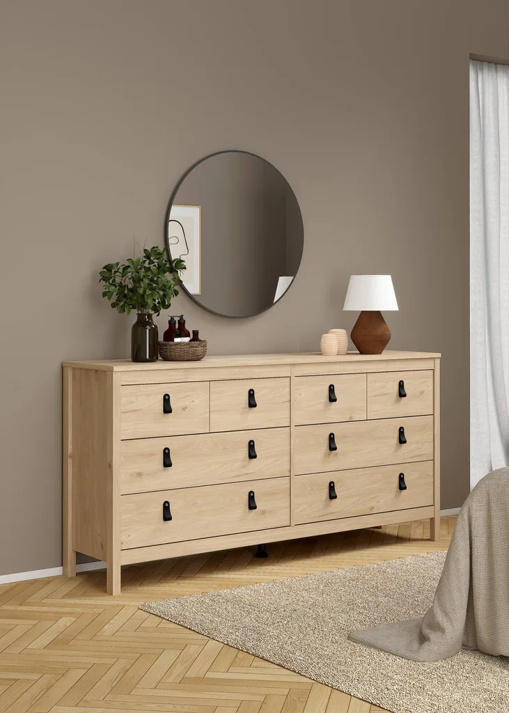 Commode de Salon en Chêne Marron Kovsova : Commode Design 8 Tiroirs - 2