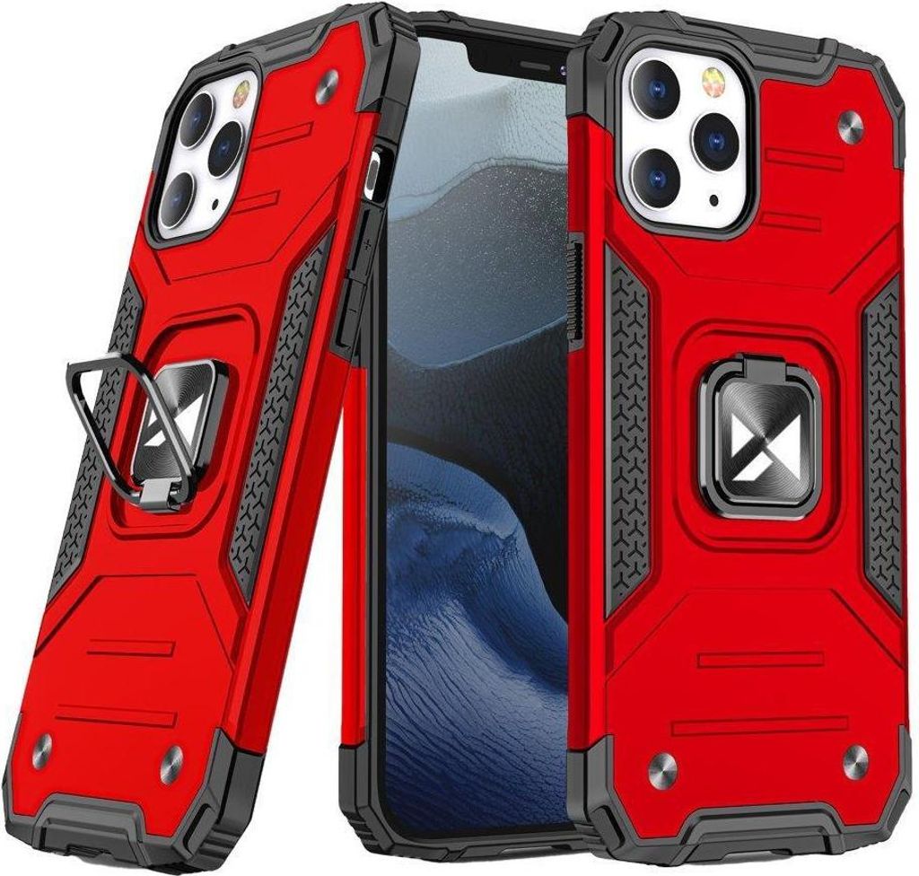 Wozinsky Ring Rüstung Fall Iphone 14 Pro Max Gepanzert Fall Magnetische Halterung Ring Rot