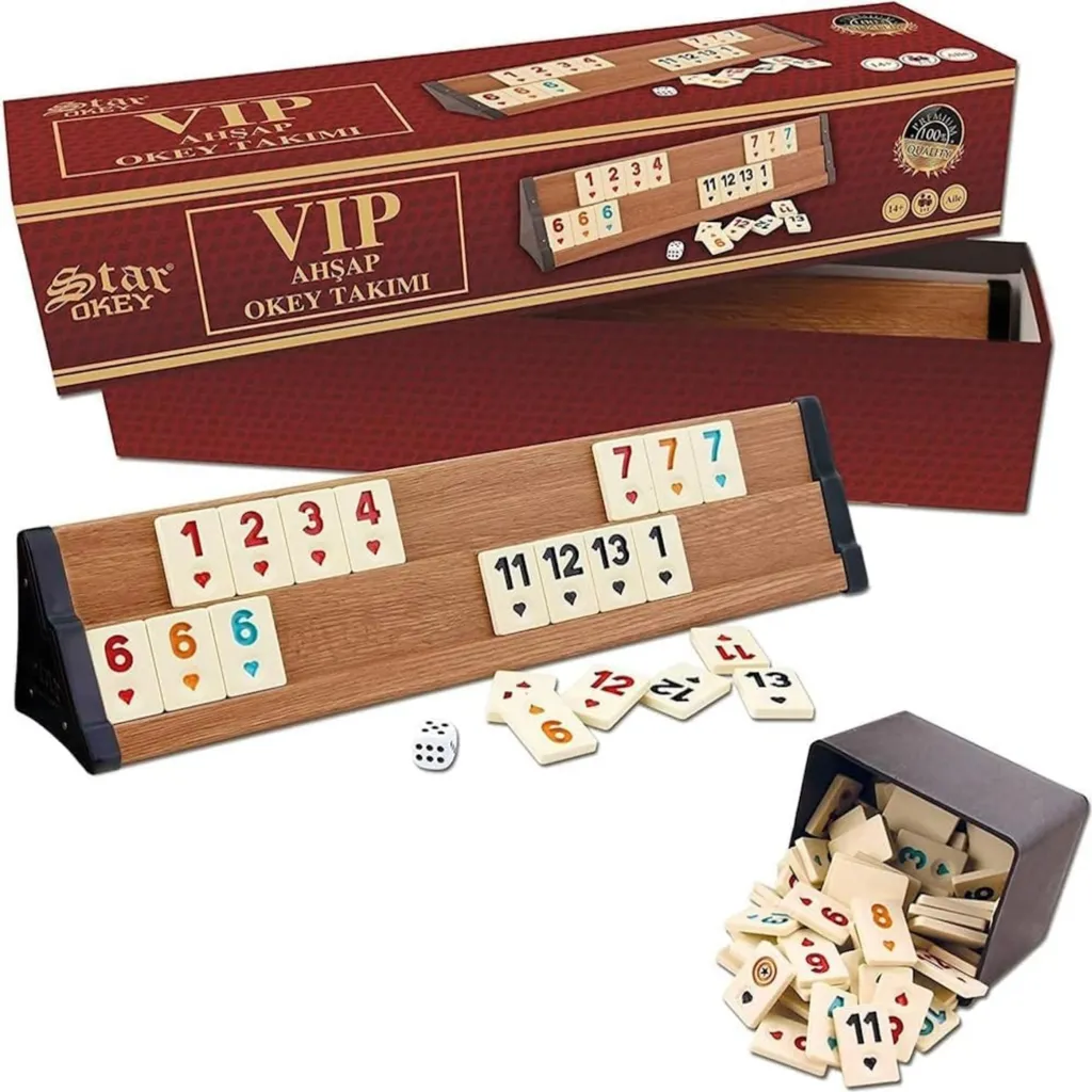 Coffret Okey de luxe Star Premium avec chevalets en bois et tuiles VIP