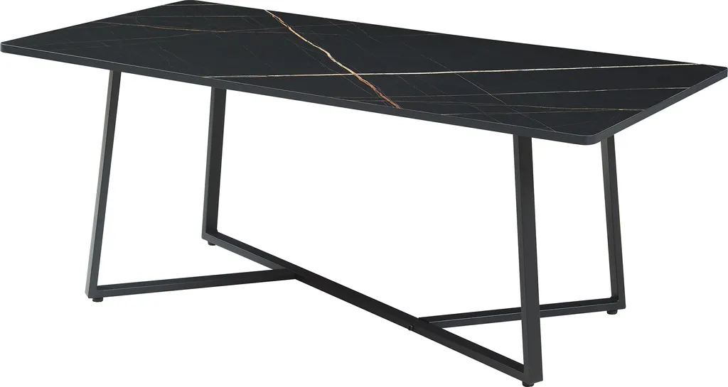 Table basse Riskiften aspect marbre noir 120x60x48 cm salon moderne