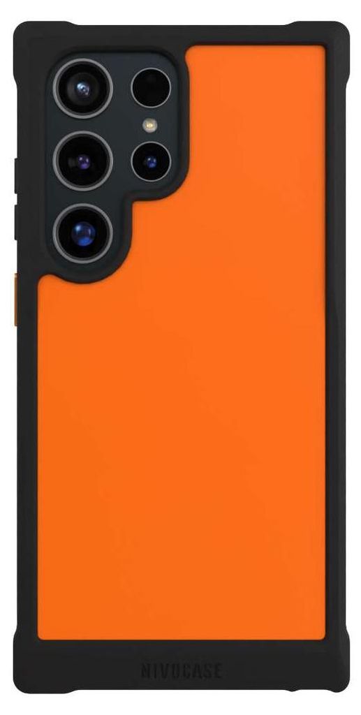NIVOCASE Hülle für Samsung Galaxy S24 Ultra Stoßfeste Handyhülle NIVOmax Case Schwarz Farbe einfarbig orange