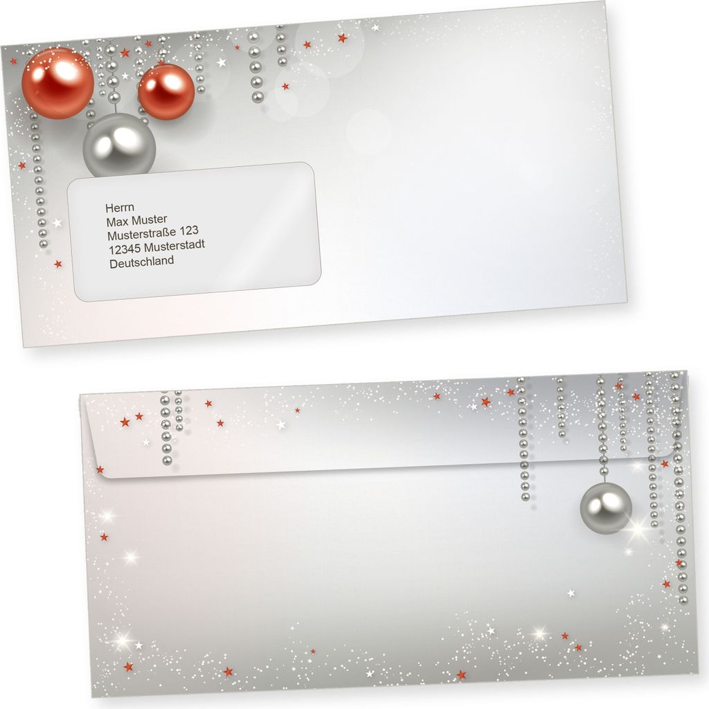 Gala Design 250 Weihnachts-Briefumschläge Din lang mit Fenster Umschläge für Weihnachten selbstklebend haftklebend