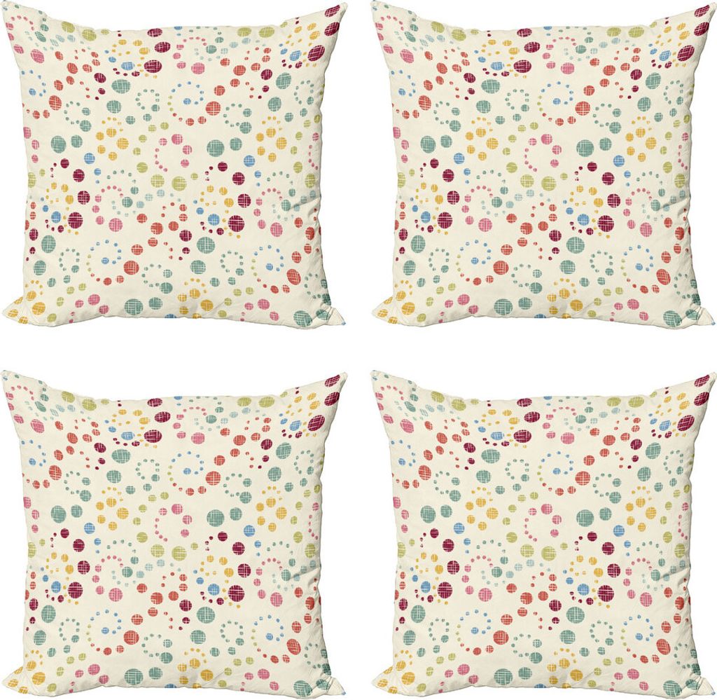 ABAKUHAUS Moderne Kunst Kissenbezug Set (4 Stück), Retro bunte Kunst, Moderner Doppelseitiger Digitaldruck, 45 cm x 45 cm, Mehrfarbig
