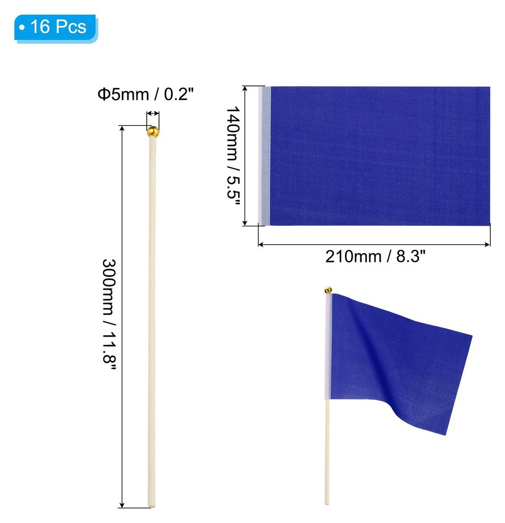 16Stk Blau Flagge Spiel Einfarbig Blau Fahnen Klein Mini Fahnen Stick Party Dekoration fš¹r Spiel Geburtstag Karneval