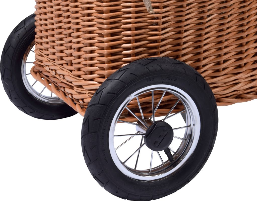 dobar Praktischer Kaminholzwagen aus geschälter Weide mit Produktbild 6