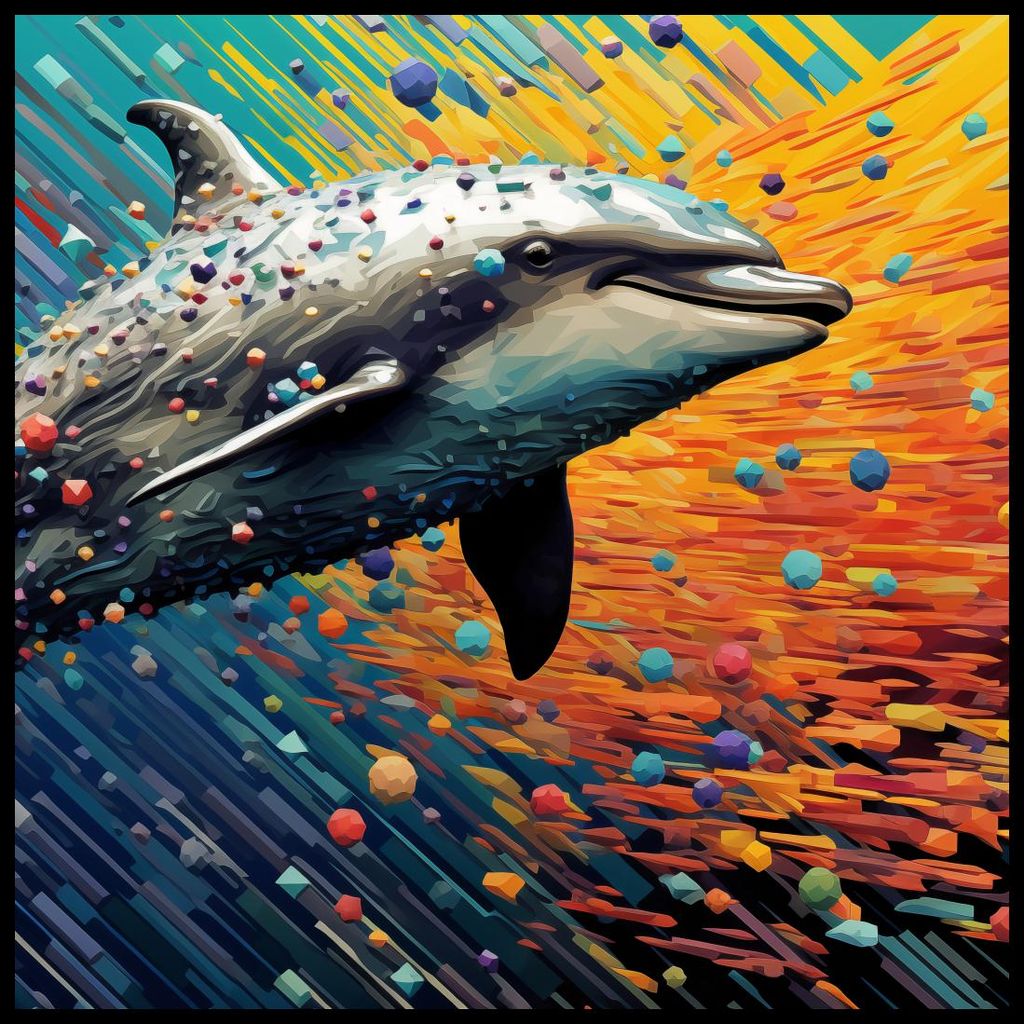 Plakat 100x100cm Delfin in der Farbpalette