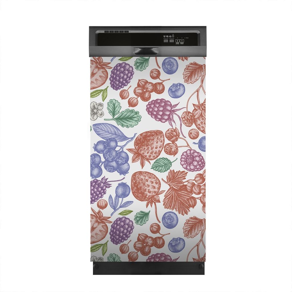 Magnete Dekorative 45x80 cm Küche Magnetmatte Spülmaschine - Blaubeere Pastell Erdbeere Früchte