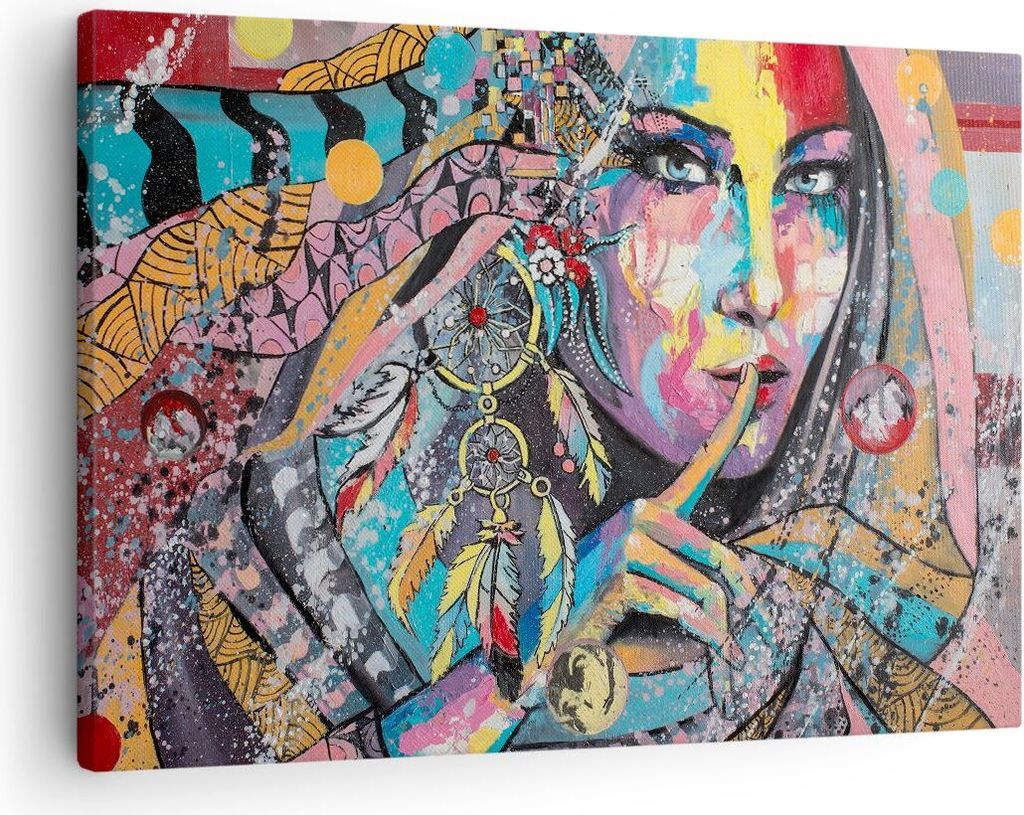 Bild auf Leinwand - Leinwandbild - frau folklore - 70x50cm - Wand Bild - Wanddeko - Wandbilder - Leinwanddruck - Bilder - Kunstdruck - Wanddekorati...
