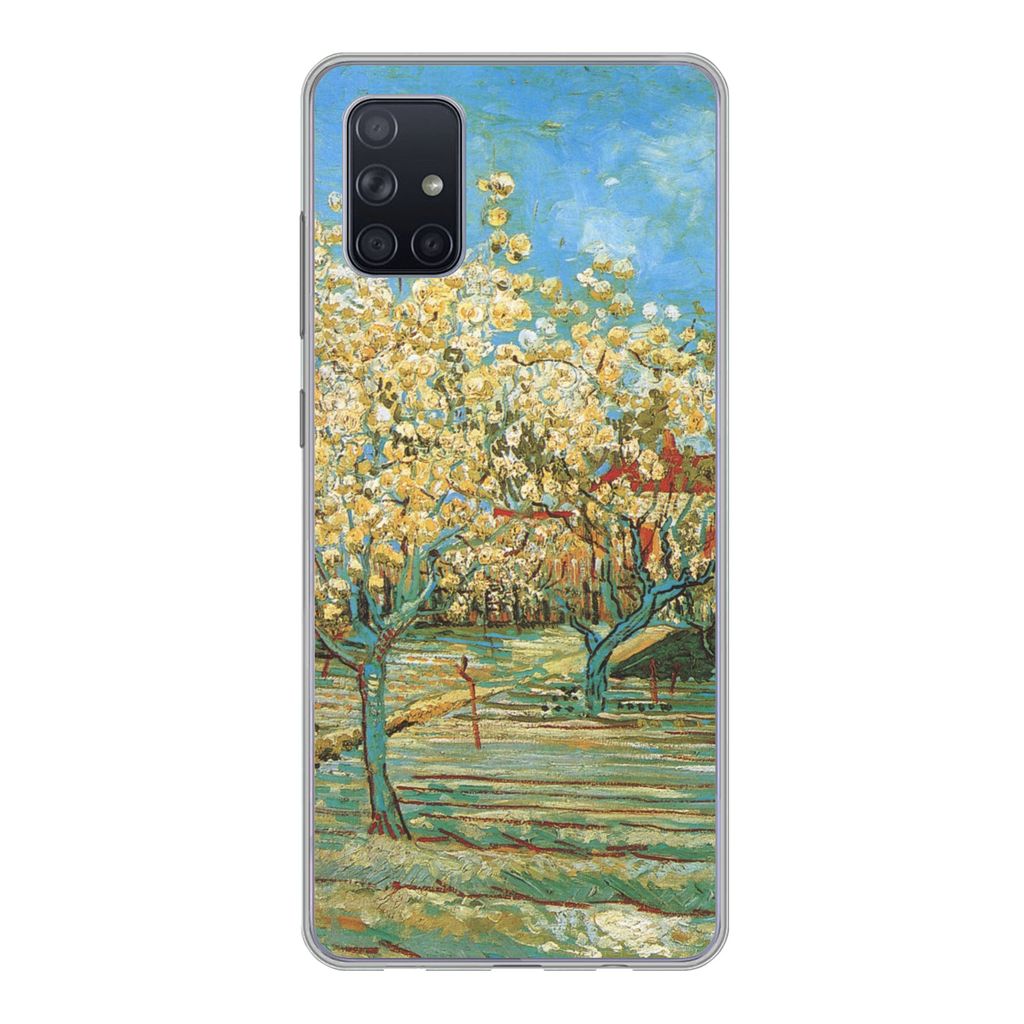 MuchoWow Handyhülle Schutzhülle Hülle für Samsung Galaxy A71 Blühender Obstgarten - Vincent van Gogh Silikon Softcase Handy Hülle - Kartenb...