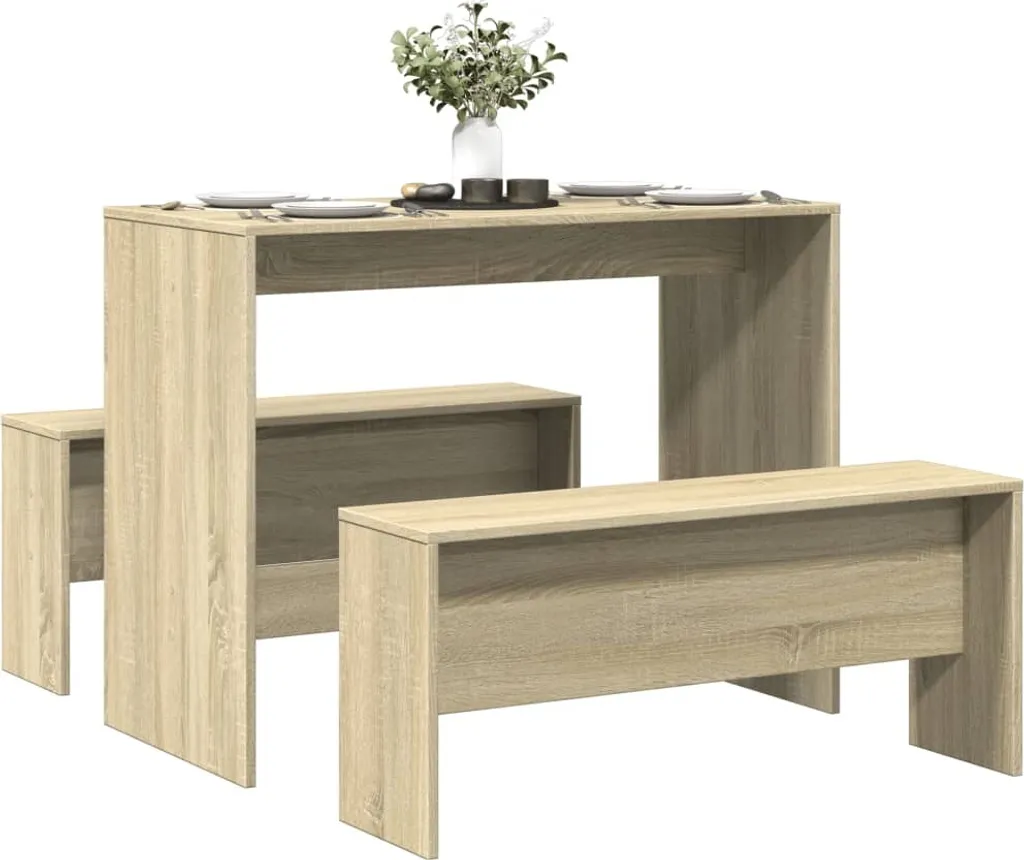 Maison Exclusive Set Pranzo Rovere Sonoma: Tavolo e Panca 3 Posti