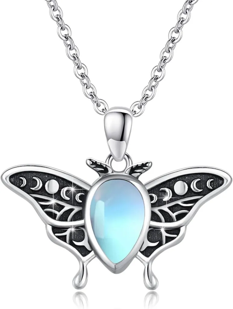 Luna Motte Collana Argento 925 Pietra di Luna Gioiello Animale Donna