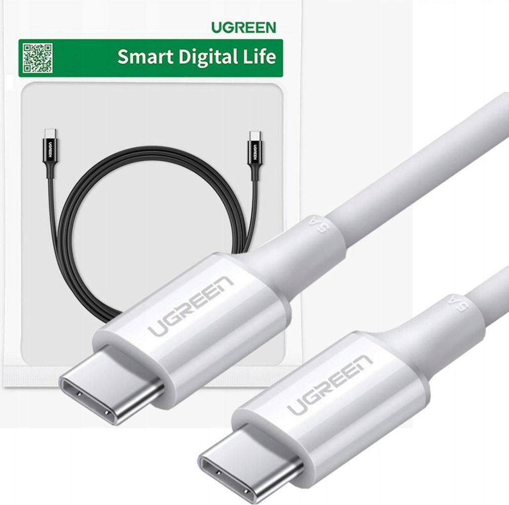 Cable Ugreen Us300 Usb-C - Usb-C Pd Qc Fcp 100W 5A 480Mb/S Image du produit 