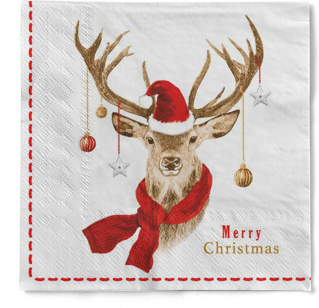 Tissue Serviette Janosch, 33 x 33 cm, 3-lagig, 100 Stück - Mank - Weihnachten Hirsch
