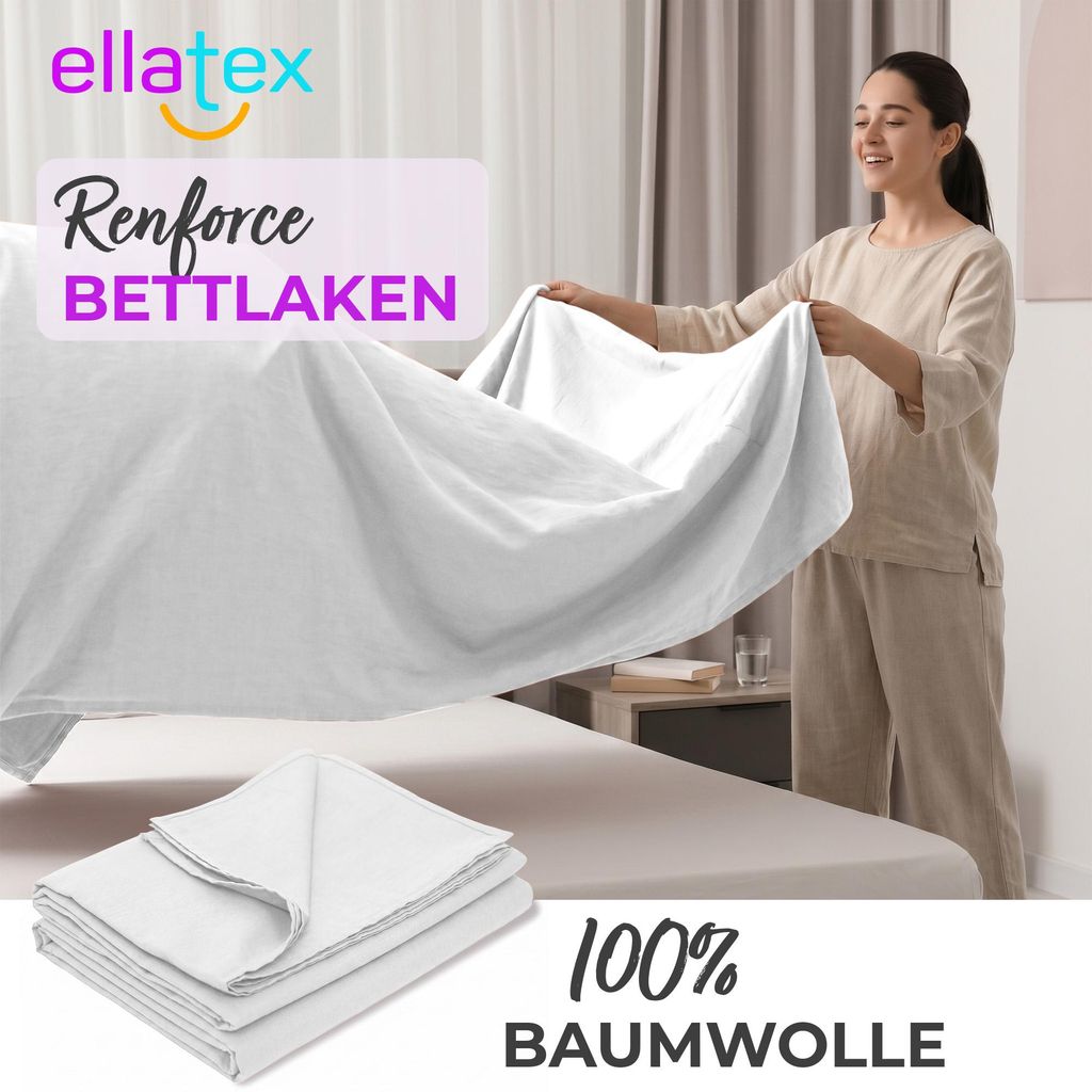 Renforce Bettlaken Weiß 160x200 cm