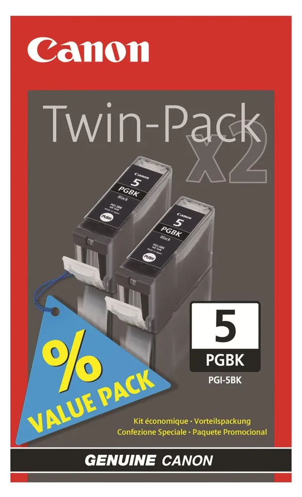 Cartouche d'encre PGI-5BK Noir Canon 0628B030 Nr.5 Pack de 2 Original